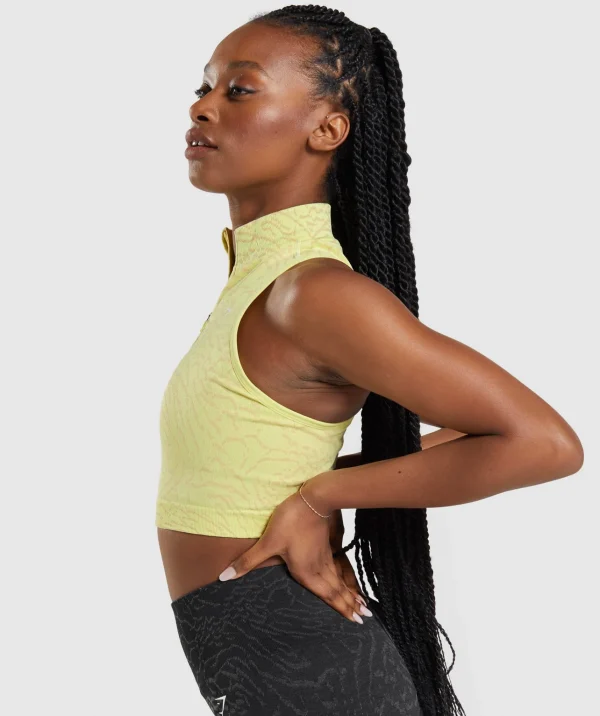 Gymshark Crop Tops | T-shirts & Tops*Adapt Animal Seamless Crop 1/2 Zip FireflyYellow