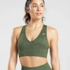 Gymshark Sports Bras*Adapt Animal Seamless Sports Bra WillowGreen/CoreOlive