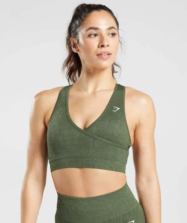 Gymshark Sports Bras*Adapt Animal Seamless Sports Bra WillowGreen/CoreOlive