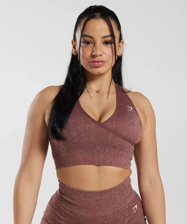 Gymshark Sports Bras*Adapt Animal Seamless Sports Bra ModernBlushPink/MagentaBrown