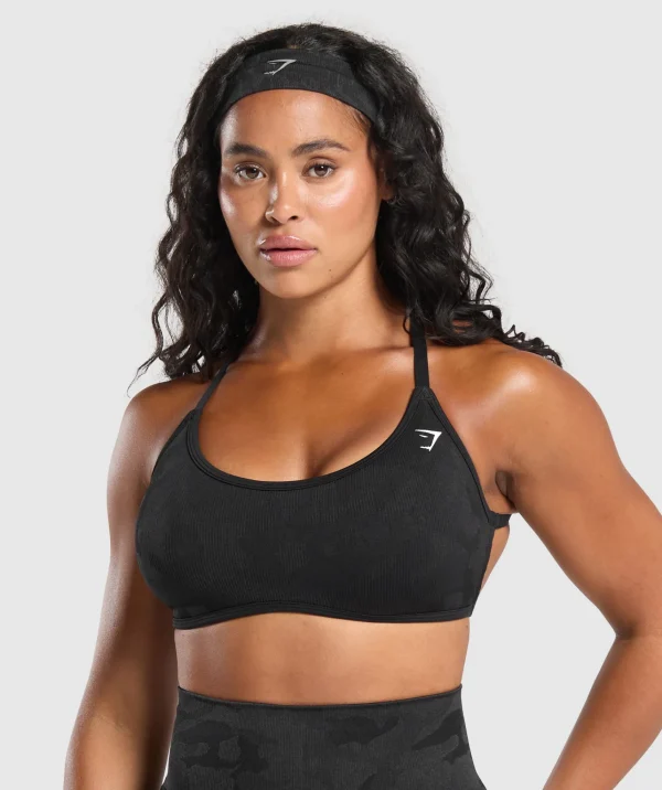 Gymshark Sports Bras*Adapt Camo Cross Back Sports Bra Black/AsphaltGrey