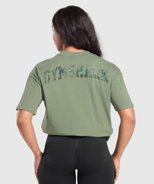 Gymshark T-shirts & Tops*Adapt Camo Graphic Oversized Top ForceGreen