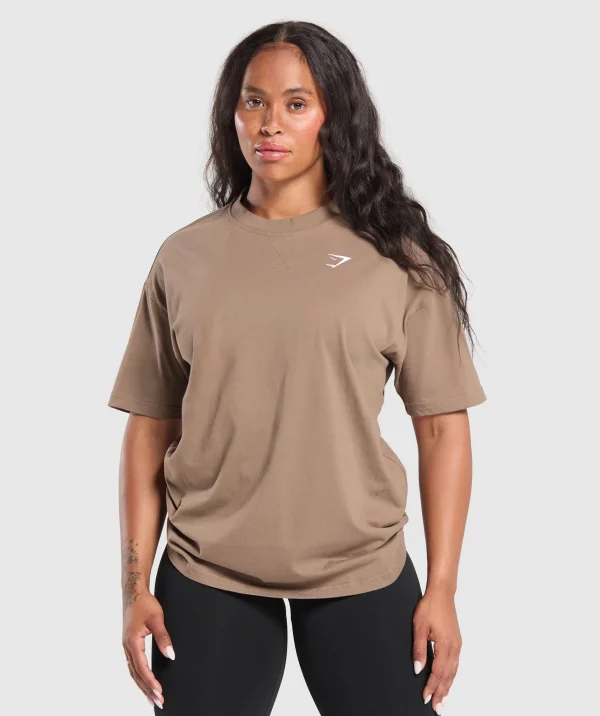 Gymshark T-shirts & Tops*Adapt Camo Graphic Oversized Top SoulBrown