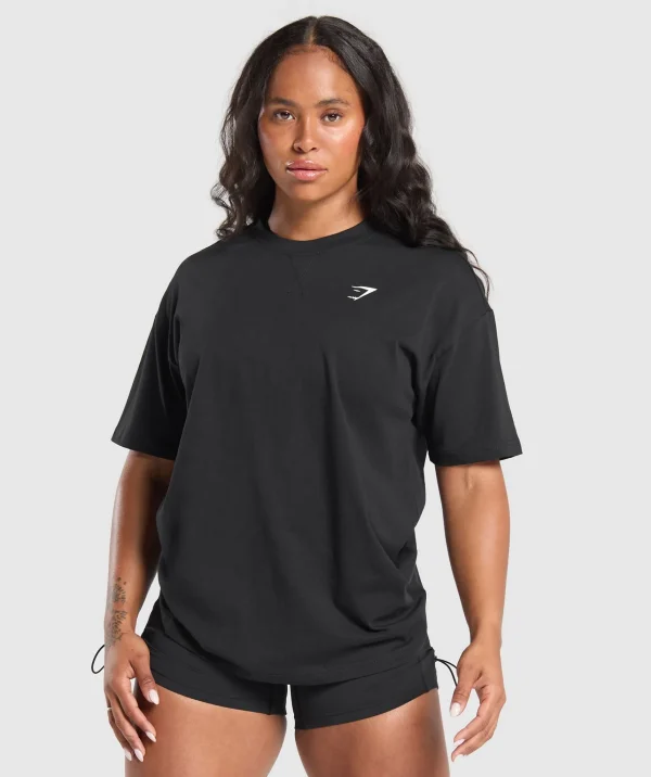 Gymshark T-shirts & Tops*Adapt Camo Graphic Oversized Top Black