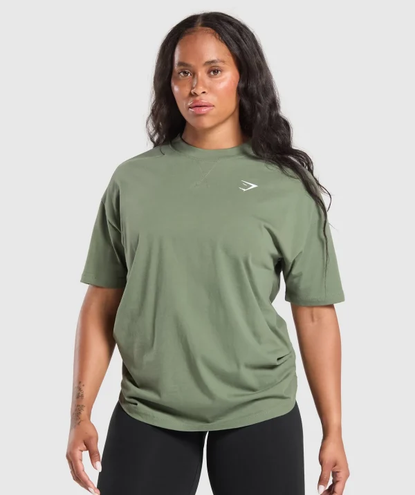 Gymshark T-shirts & Tops*Adapt Camo Graphic Oversized Top ForceGreen