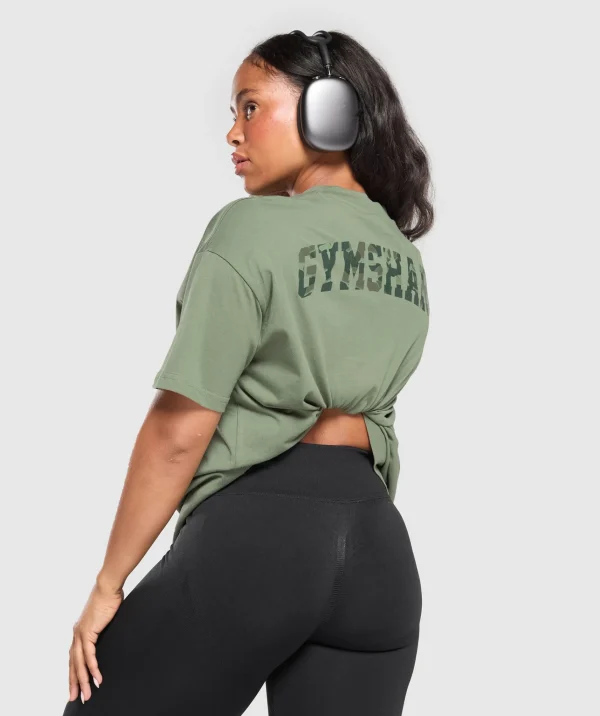 Gymshark T-shirts & Tops*Adapt Camo Graphic Oversized Top ForceGreen