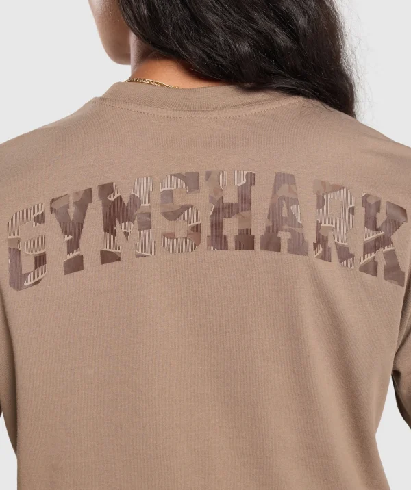 Gymshark T-shirts & Tops*Adapt Camo Graphic Oversized Top SoulBrown