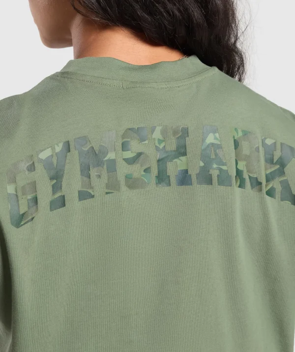 Gymshark T-shirts & Tops*Adapt Camo Graphic Oversized Top ForceGreen