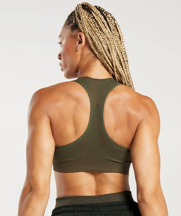 Gymshark Sports Bras*Adapt Camo Seamless Ribbed Sports Bra WinterOlive/SoulBrown