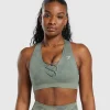 Gymshark Sports Bras*Adapt Camo Seamless Sports Bra UnitGreen/ChalkGreen