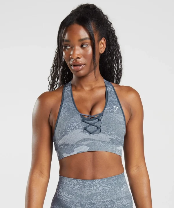 Gymshark Sports Bras*Adapt Camo Seamless Sports Bra RiverStoneGrey/EveningBlue