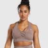 Gymshark Sports Bras*Adapt Camo Seamless Sports Bra- Mocha Mauve/Stone Pink