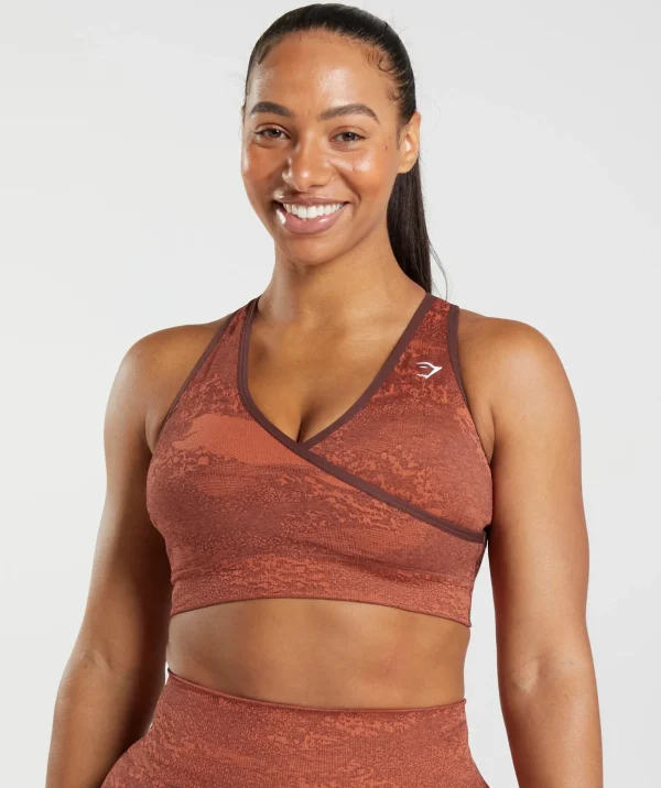 Gymshark Sports Bras*Adapt Camo Seamless Sports Bra StormRed/CherryBrown