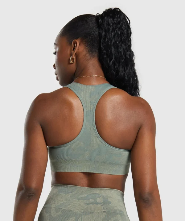 Gymshark Sports Bras*Adapt Camo Seamless Sports Bra UnitGreen/ChalkGreen