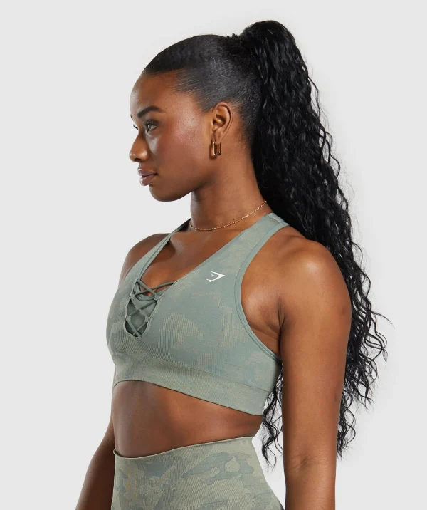 Gymshark Sports Bras*Adapt Camo Seamless Sports Bra UnitGreen/ChalkGreen