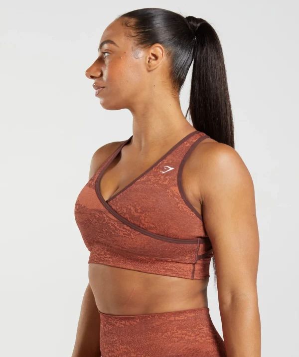 Gymshark Sports Bras*Adapt Camo Seamless Sports Bra StormRed/CherryBrown