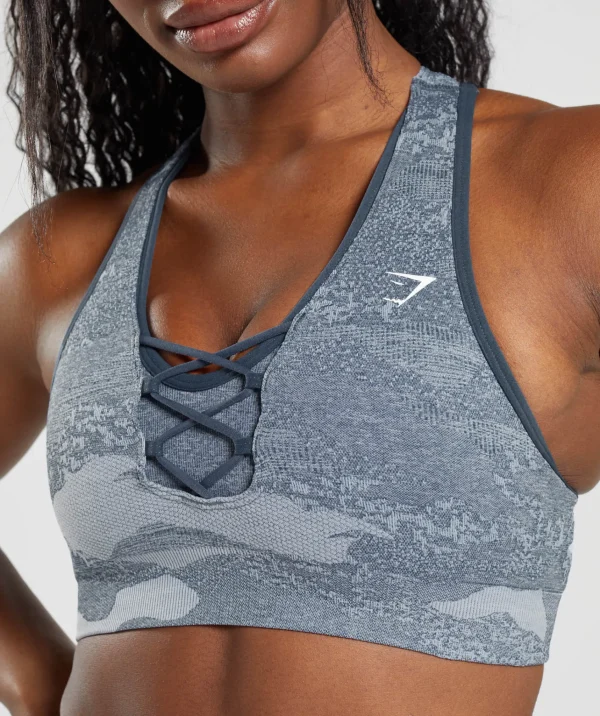 Gymshark Sports Bras*Adapt Camo Seamless Sports Bra RiverStoneGrey/EveningBlue