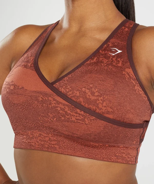 Gymshark Sports Bras*Adapt Camo Seamless Sports Bra StormRed/CherryBrown