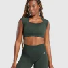 Gymshark Crop Tops*Adapt Fleck Seamless Crop Top VictoryGreen/UnitGreen