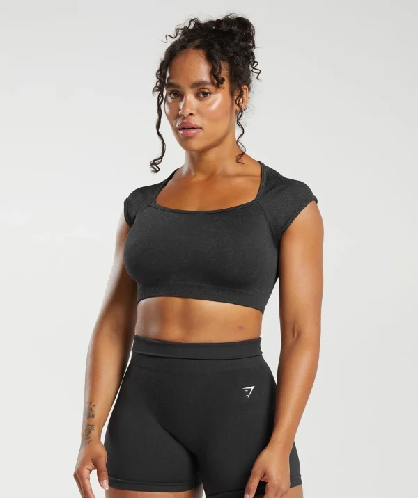 Gymshark Crop Tops | T-shirts & Tops*Adapt Fleck Seamless Crop Top Black/SmokeyGrey