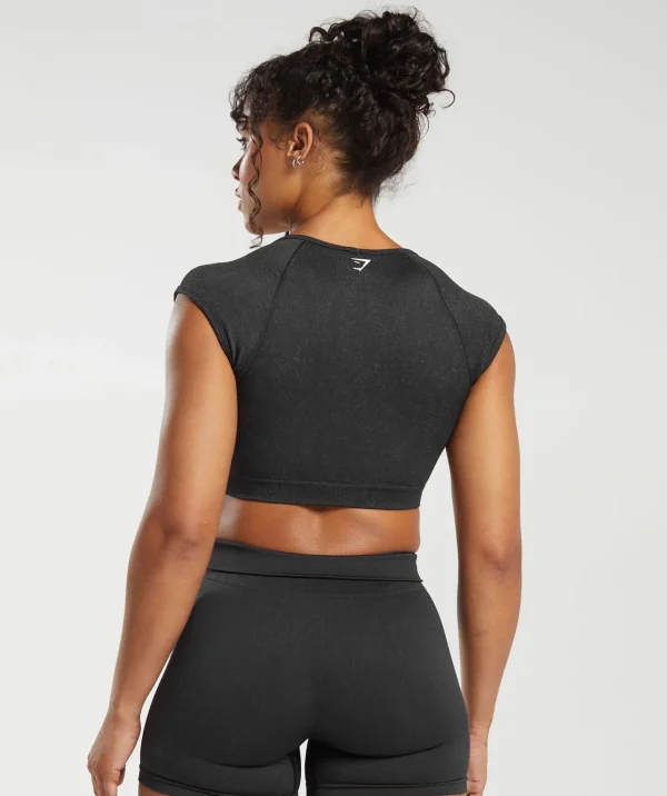 Gymshark Crop Tops | T-shirts & Tops*Adapt Fleck Seamless Crop Top Black/SmokeyGrey