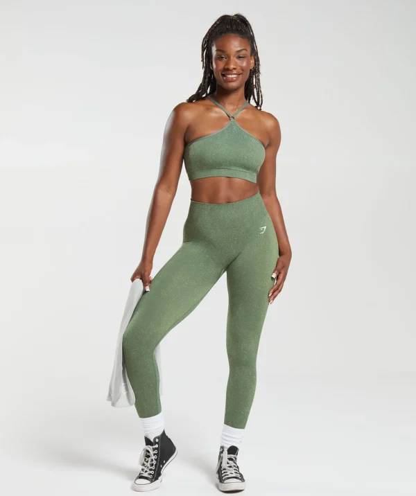 Gymshark Sports Bras*Adapt Fleck Seamless Halterneck Bralette DuskGreen/LightSageGreen