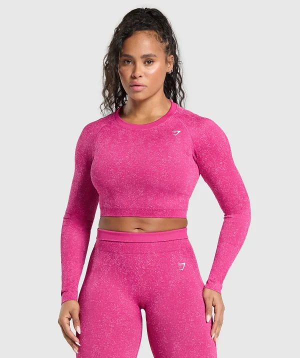 Gymshark T-shirts & Tops*Adapt Fleck Seamless Long Sleeve Crop Top WinningPink/SourPink