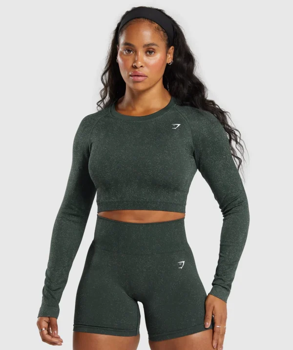 Gymshark Crop Tops | T-shirts & Tops*Adapt Fleck Seamless Long Sleeve Crop Top VictoryGreen/UnitGreen