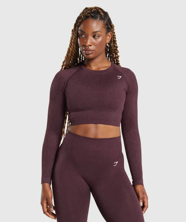 Gymshark Crop Tops | T-shirts & Tops*Adapt Fleck Seamless Long Sleeve Crop Top DepthPurple/SteelPurple