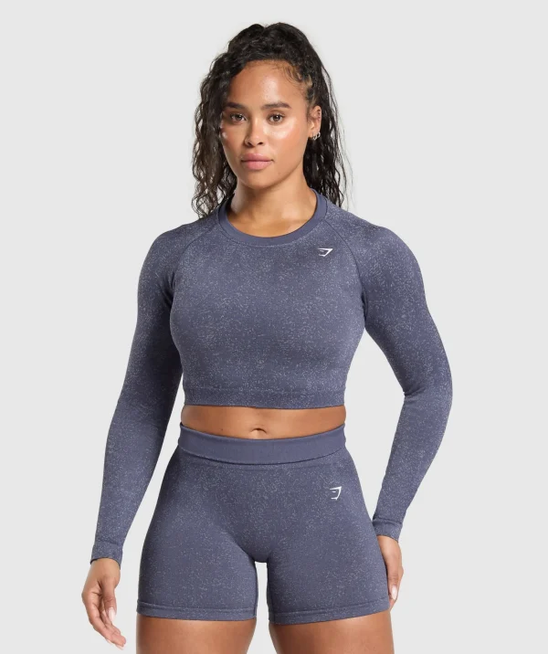 Gymshark T-shirts & Tops*Adapt Fleck Seamless Long Sleeve Crop Top WeightedPurple/MetalPurple