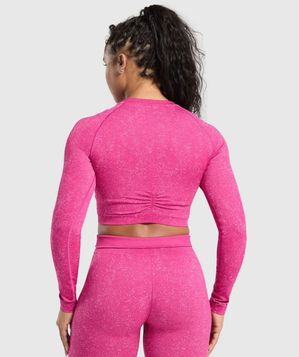 Gymshark T-shirts & Tops*Adapt Fleck Seamless Long Sleeve Crop Top WinningPink/SourPink