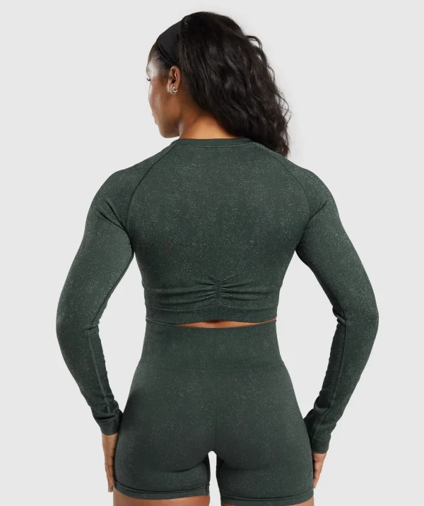 Gymshark Crop Tops | T-shirts & Tops*Adapt Fleck Seamless Long Sleeve Crop Top VictoryGreen/UnitGreen