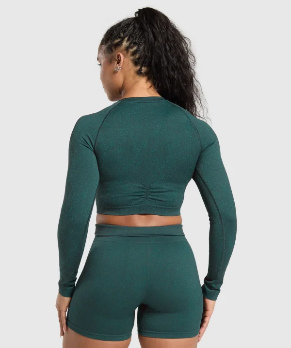 Gymshark Crop Tops | T-shirts & Tops*Adapt Fleck Seamless Long Sleeve Crop Top DarkestTeal/FunctionalTeal