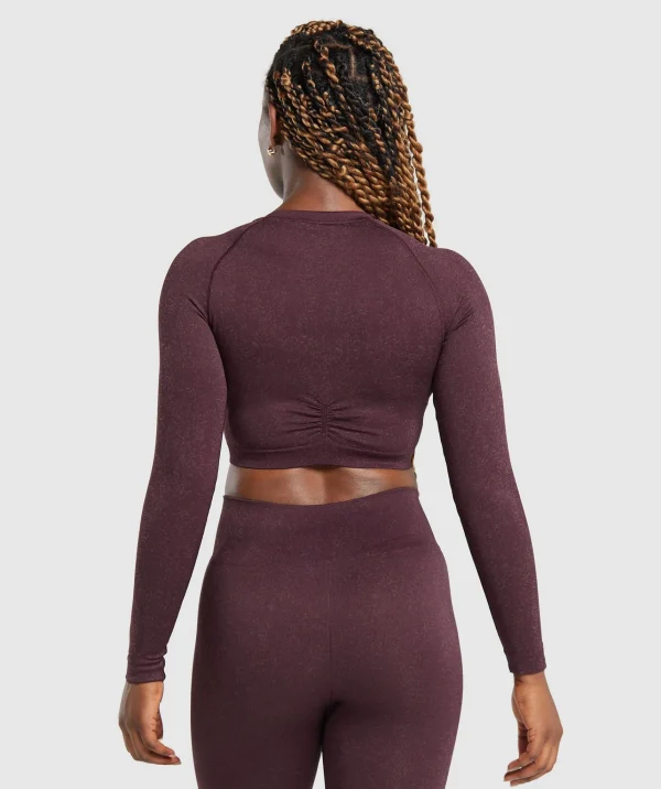 Gymshark Crop Tops | T-shirts & Tops*Adapt Fleck Seamless Long Sleeve Crop Top DepthPurple/SteelPurple