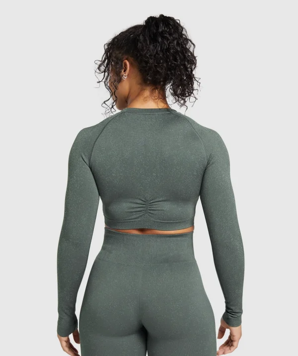 Gymshark Crop Tops | T-shirts & Tops*Adapt Fleck Seamless Long Sleeve Crop Top SlateTeal/CargoTeal