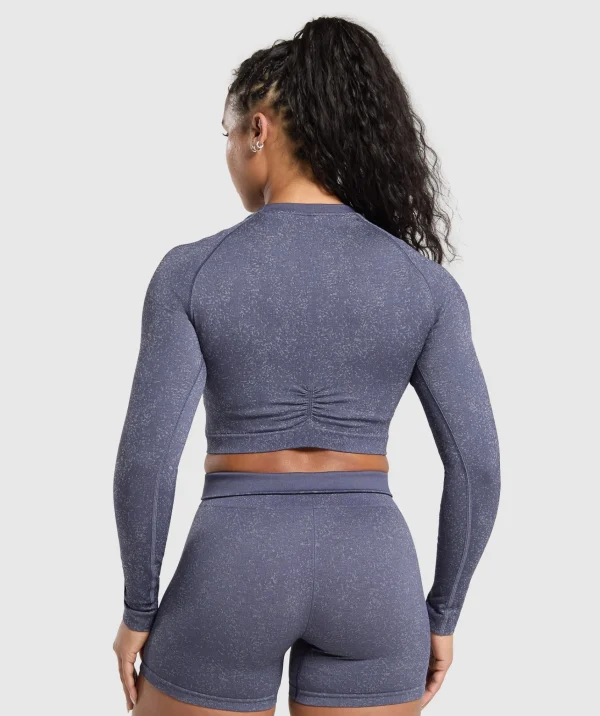 Gymshark T-shirts & Tops*Adapt Fleck Seamless Long Sleeve Crop Top WeightedPurple/MetalPurple