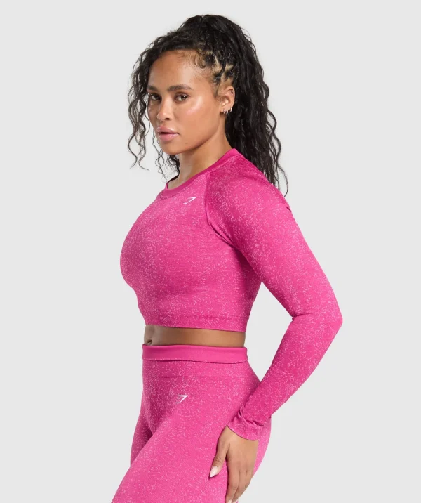 Gymshark T-shirts & Tops*Adapt Fleck Seamless Long Sleeve Crop Top WinningPink/SourPink