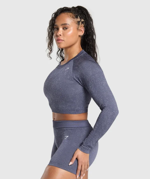 Gymshark T-shirts & Tops*Adapt Fleck Seamless Long Sleeve Crop Top WeightedPurple/MetalPurple