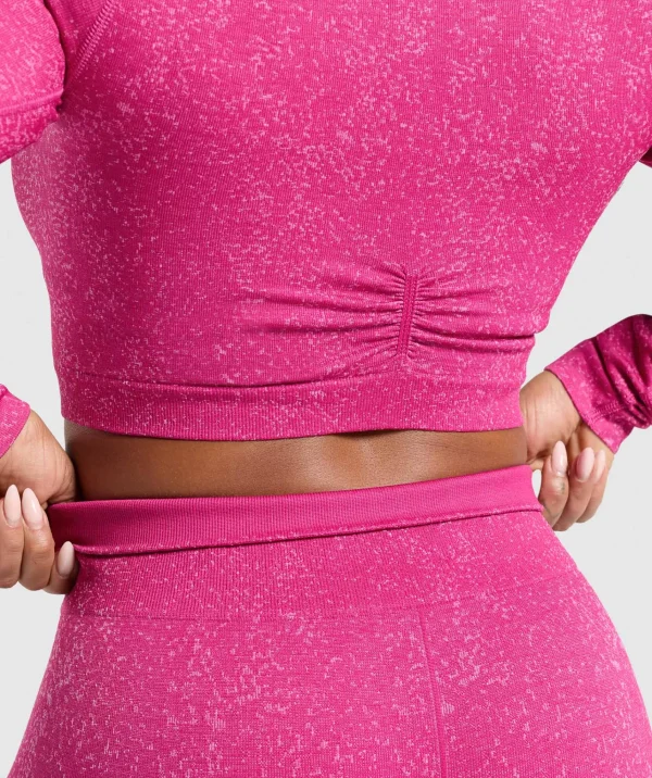 Gymshark T-shirts & Tops*Adapt Fleck Seamless Long Sleeve Crop Top WinningPink/SourPink