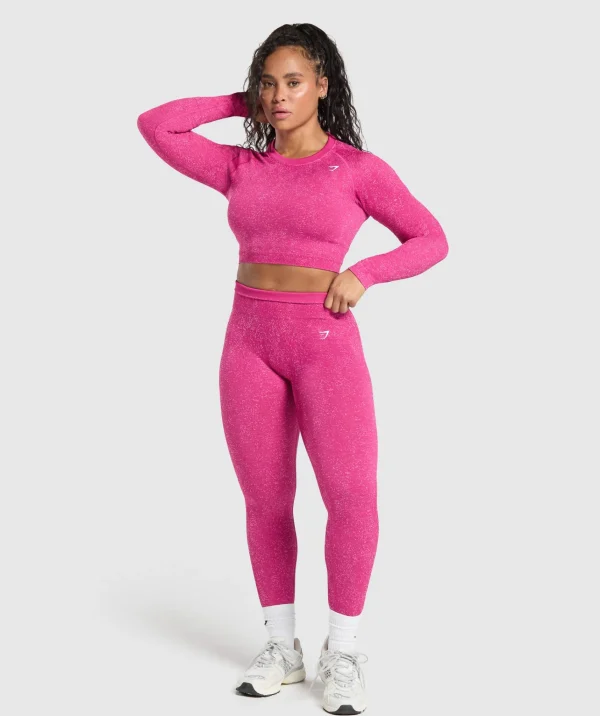 Gymshark T-shirts & Tops*Adapt Fleck Seamless Long Sleeve Crop Top WinningPink/SourPink