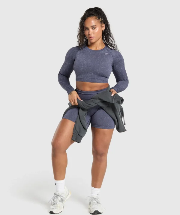 Gymshark T-shirts & Tops*Adapt Fleck Seamless Long Sleeve Crop Top WeightedPurple/MetalPurple