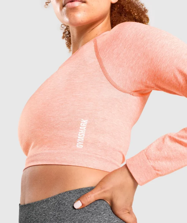 Gymshark Crop Tops | T-shirts & Tops*Adapt Marl Seamless Long Sleeve Crop Top Orange