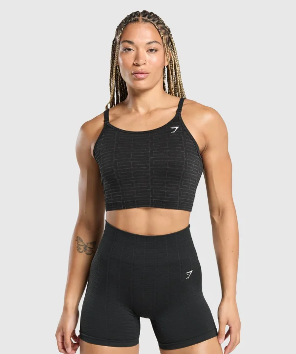 Gymshark Tank Tops | Crop Tops*Adapt Monogram Seamless Midi Tank Black/PitchGrey