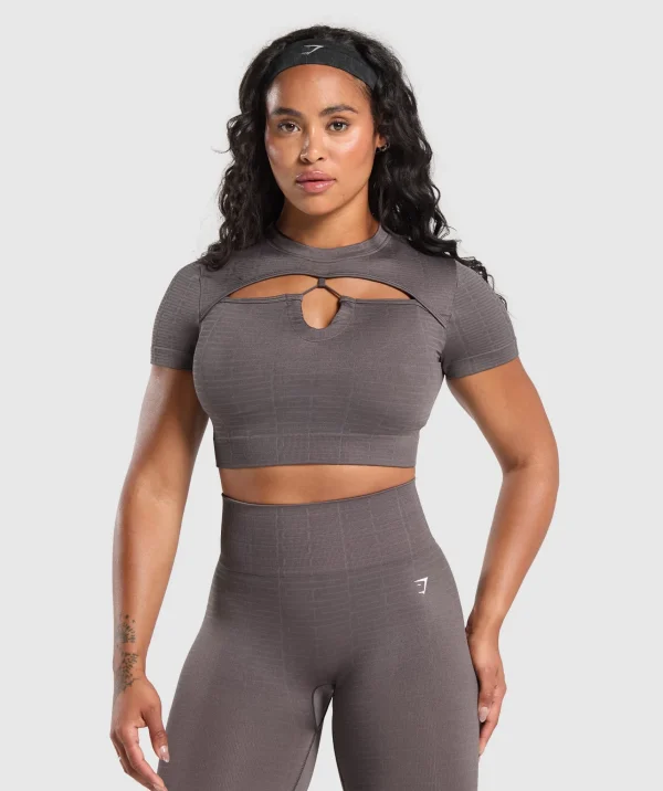 Gymshark Crop Tops | T-shirts & Tops*Adapt Monogram Seamless Ruched Crop Top GreyedPurple/BrushedGrey