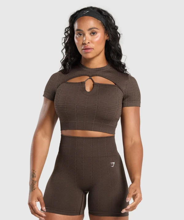 Gymshark Crop Tops | T-shirts & Tops*Adapt Monogram Seamless Ruched Crop Top ArchiveBrown/SoulBrown