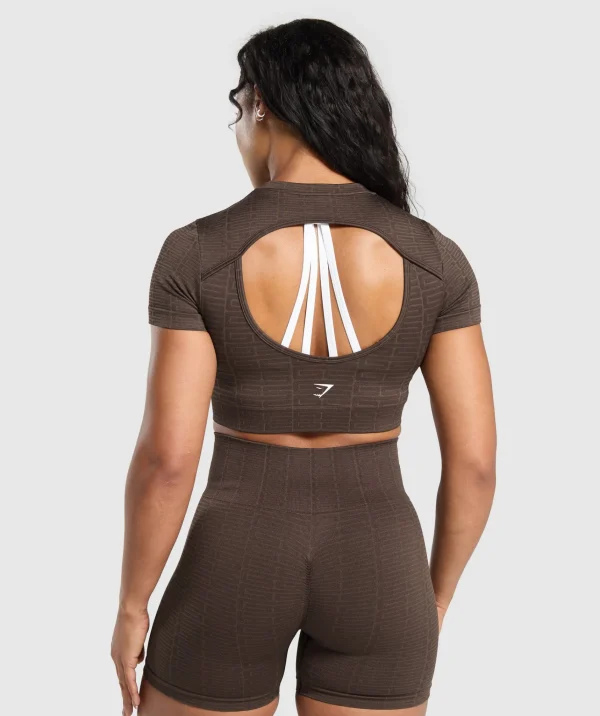 Gymshark Crop Tops | T-shirts & Tops*Adapt Monogram Seamless Ruched Crop Top ArchiveBrown/SoulBrown