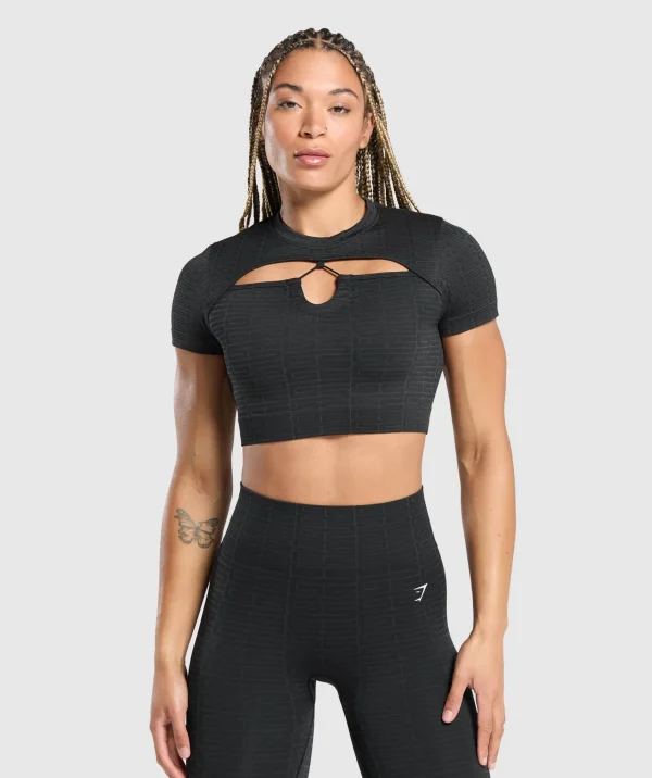 Gymshark Crop Tops | T-shirts & Tops*Adapt Monogram Seamless Ruched Crop Top Black/PitchGrey