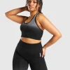 Gymshark Sports Bras*Adapt Ombre Seamless Sports Bra Black/BlackMarl