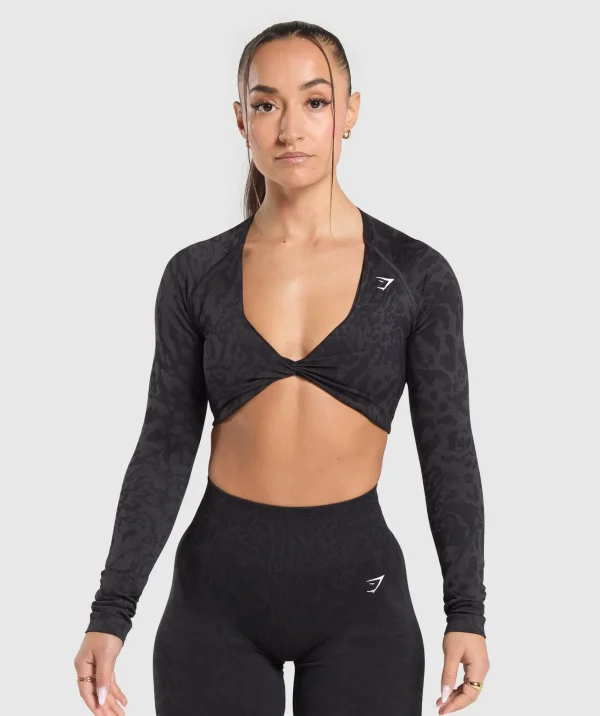 Gymshark Crop Tops | T-shirts & Tops*Adapt Safari Long Sleeve Crop Top Black/AsphaltGrey