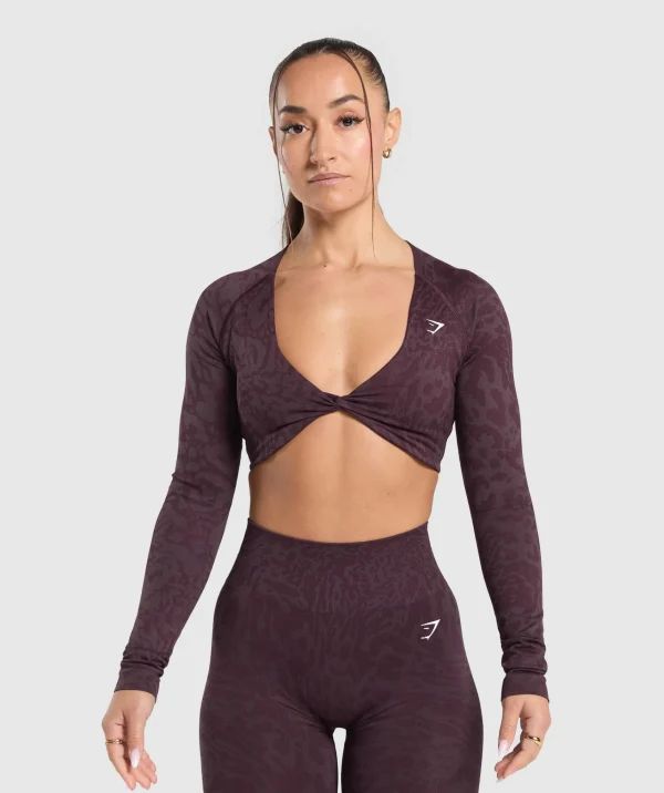 Gymshark Crop Tops | T-shirts & Tops*Adapt Safari Long Sleeve Crop Top DepthPurple/GreyedPurple